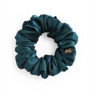 Scrunchie butelkowa zieleń Satyna jedwabna Standard