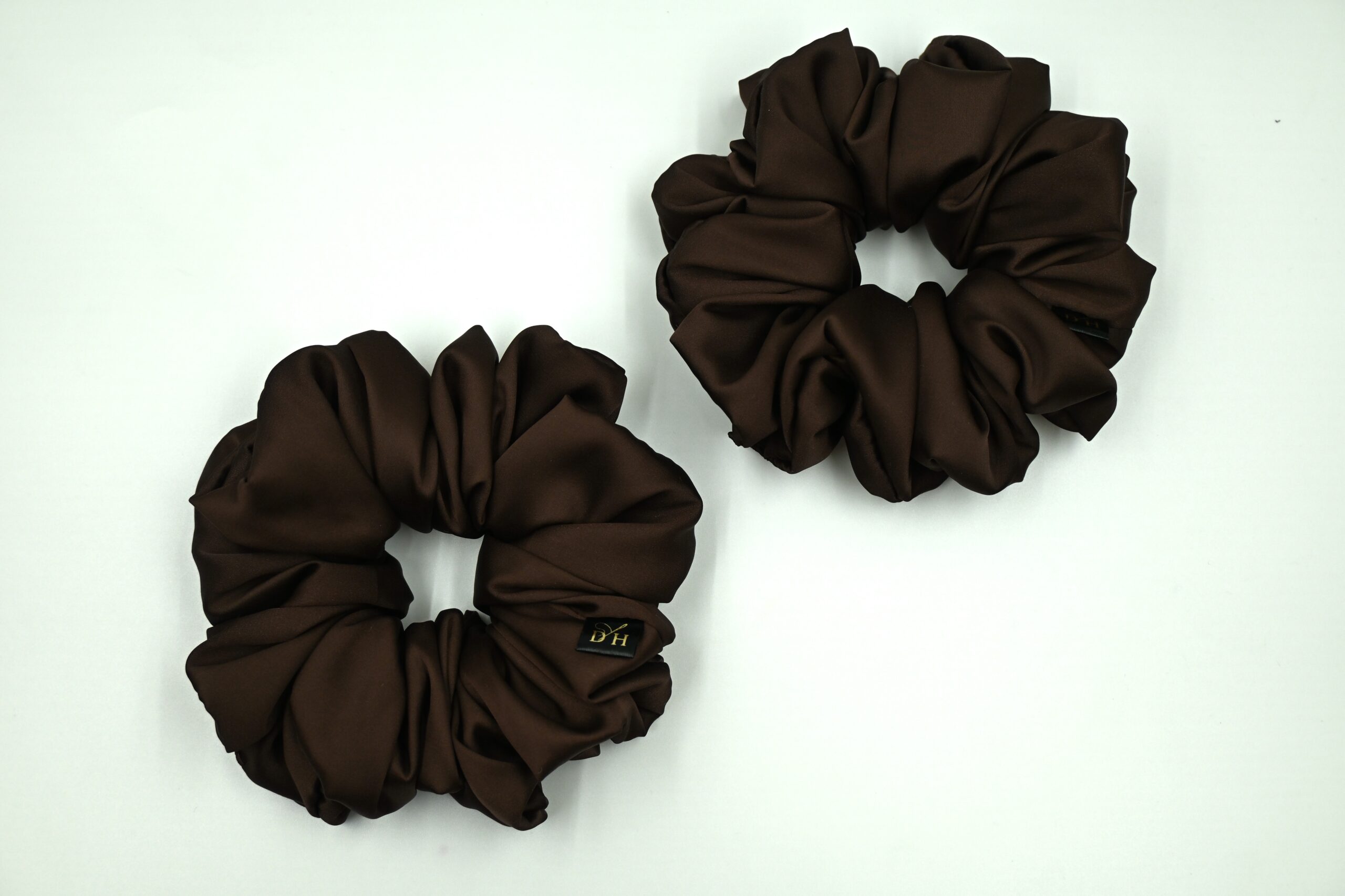 Scrunchie Brąz Satyna jedwabna Duża - obrazek 2
