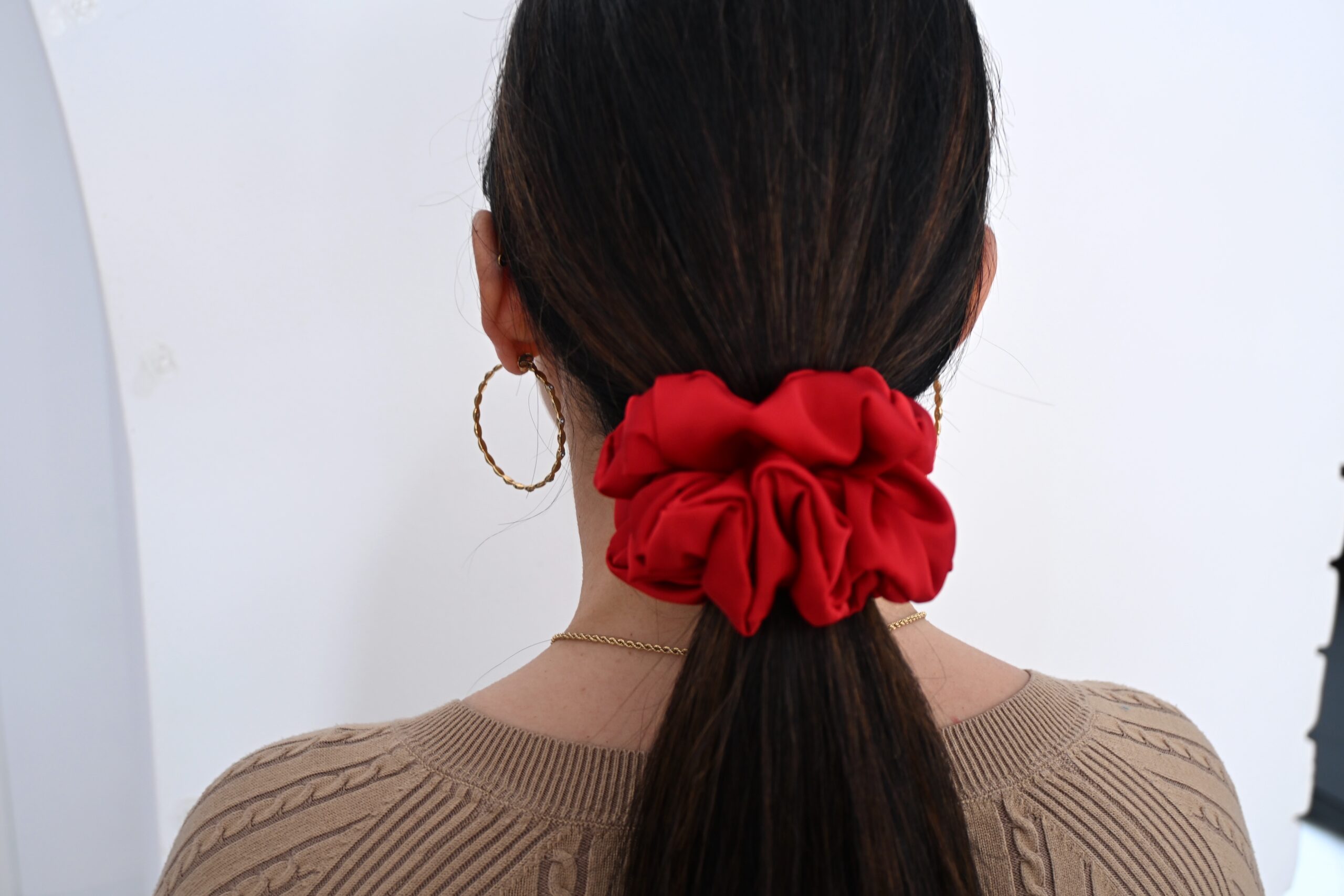 Scrunchie Czerwień Satyna jedwabna Standard - obrazek 2