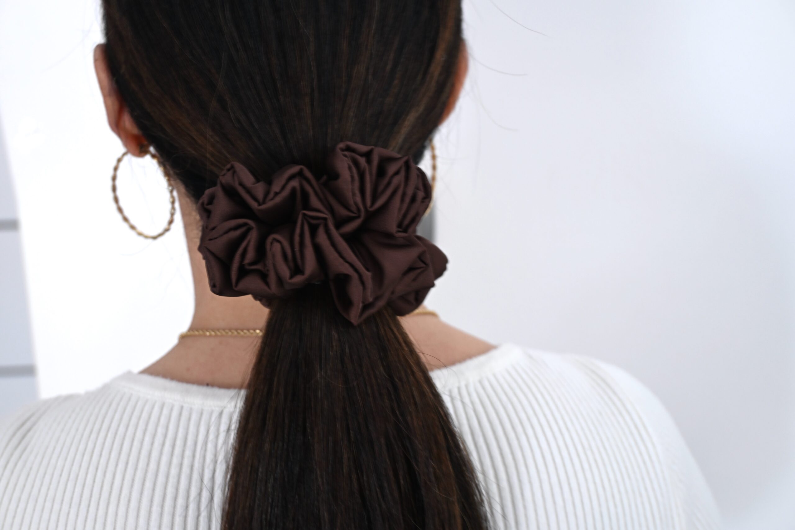 Scrunchie Brąz Satyna jedwabna Standard - obrazek 2