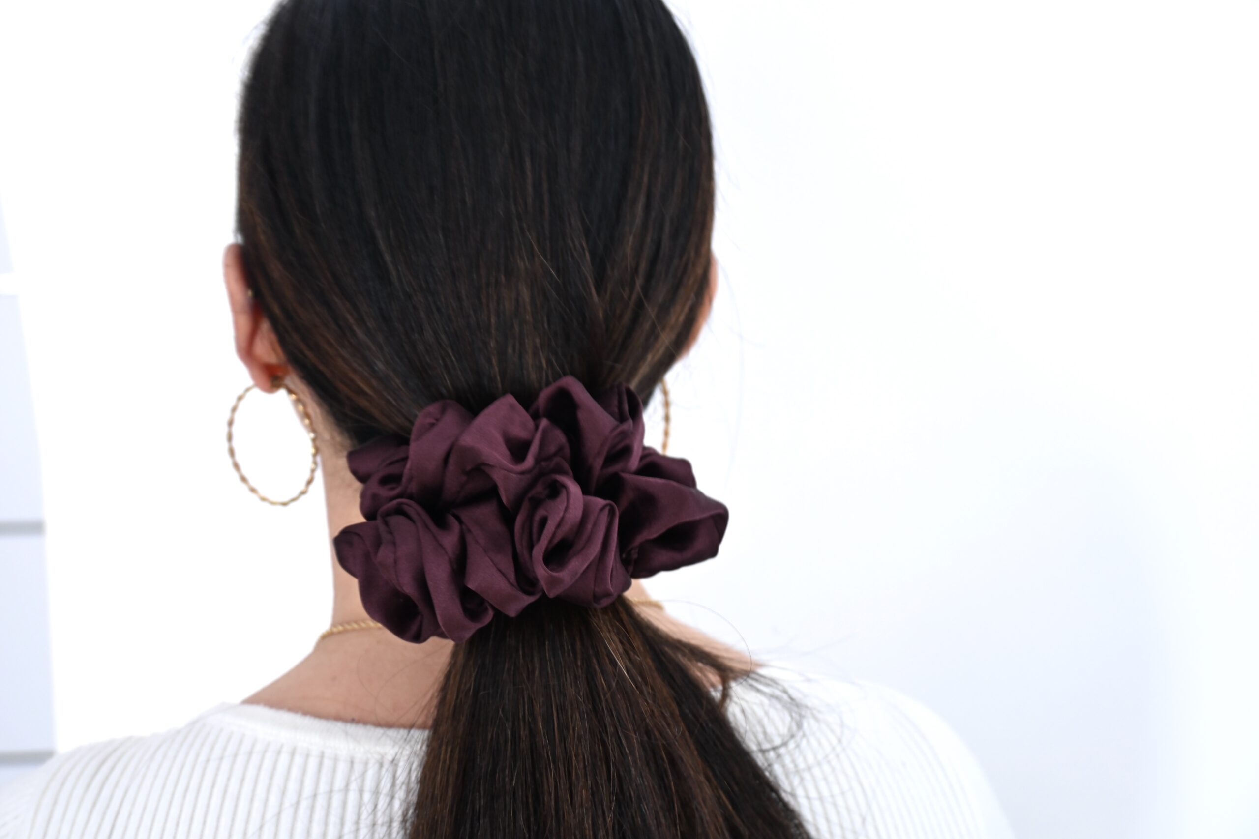 Scrunchie Burgund Jedwab Standard - obrazek 2