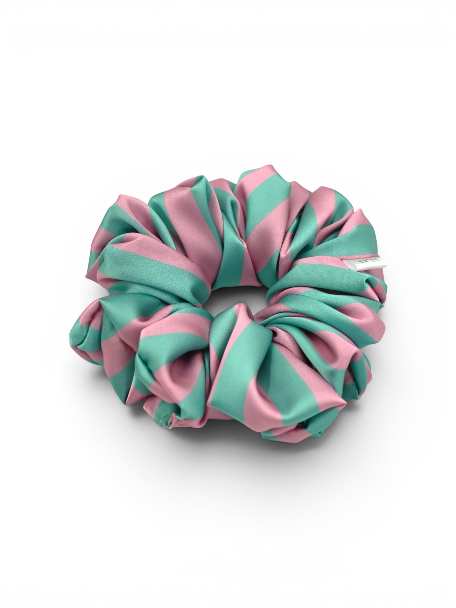 Scrunchie Pasy Turkus-Róż Duża - obrazek 2