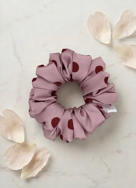 Scrunchie Kropki Czerwień-Róż Standard - obrazek 2