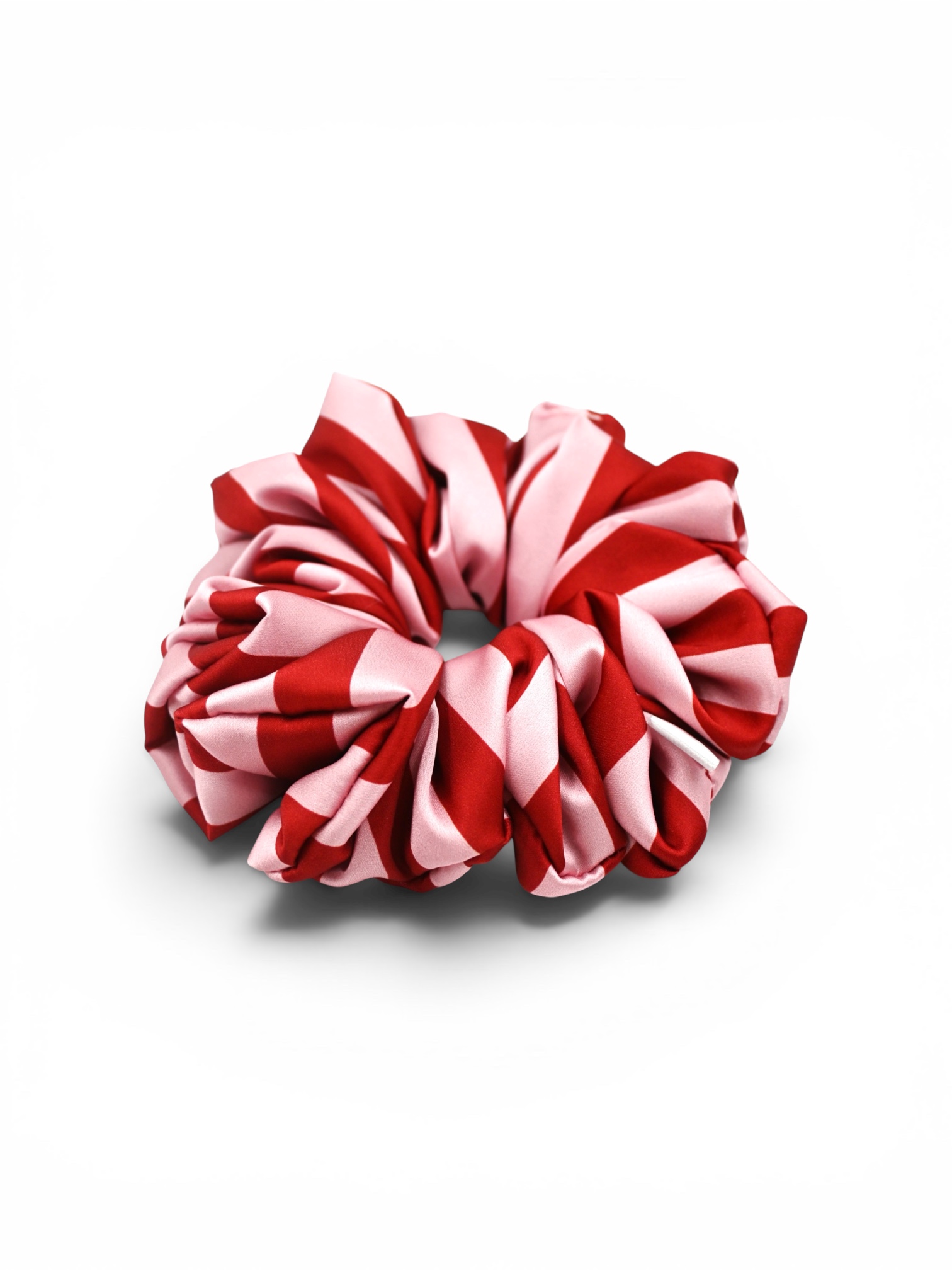 Scrunchie Pasy Czerwień-Róż Duża - obrazek 2