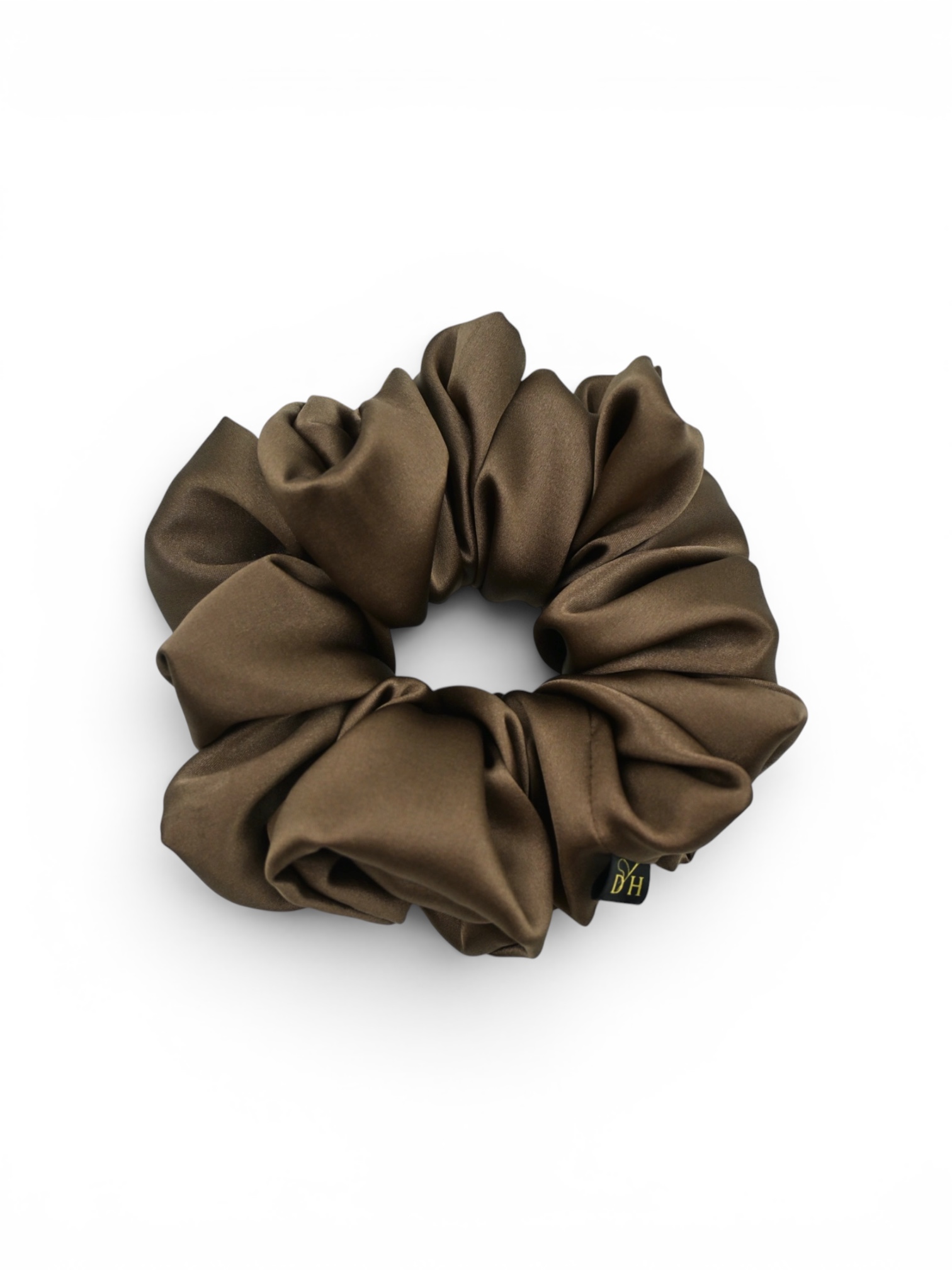 Scrunchie Ciemny Beż Jedwab Duża